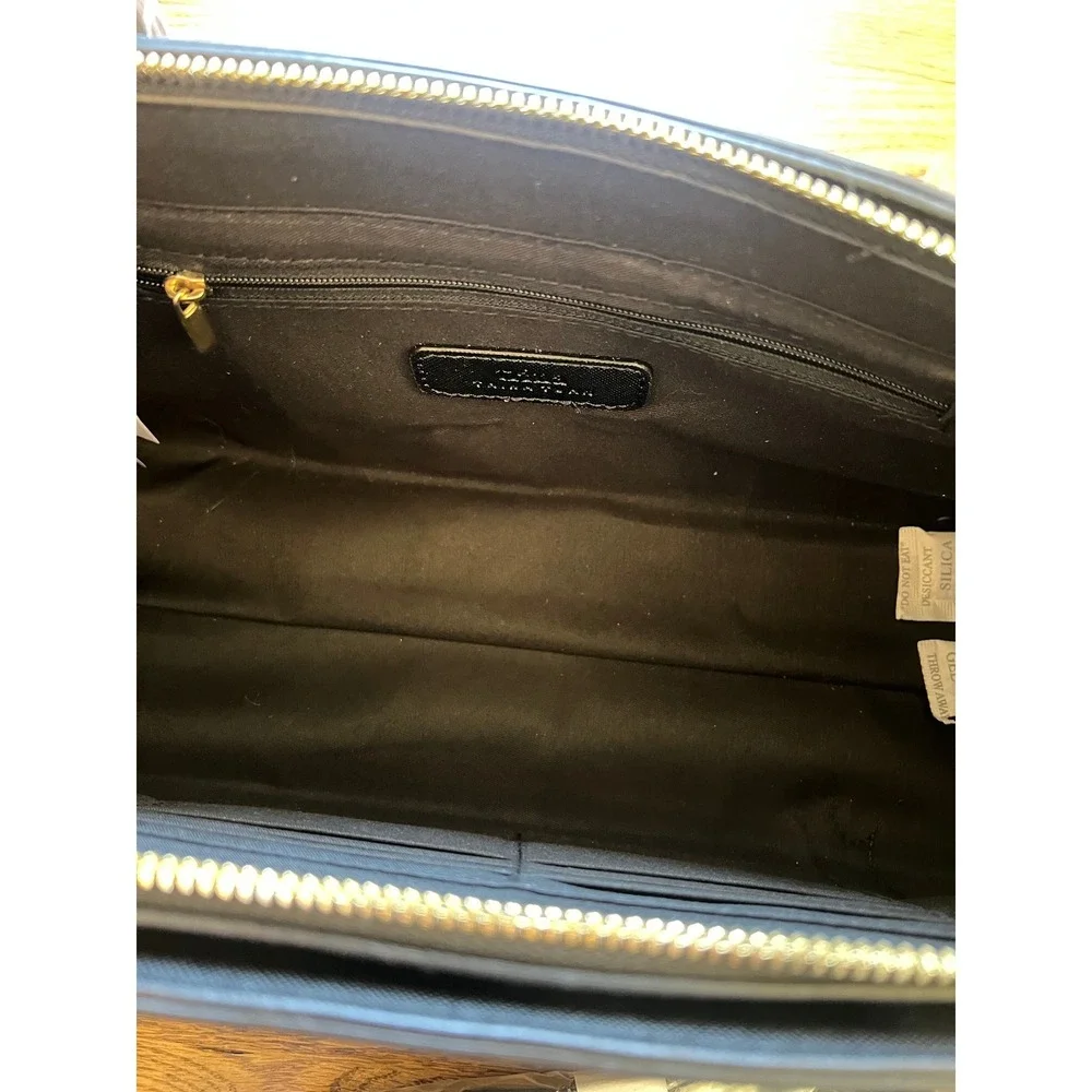 Trina Turk Black Saffiano Structured East West Bag  NWOT OS